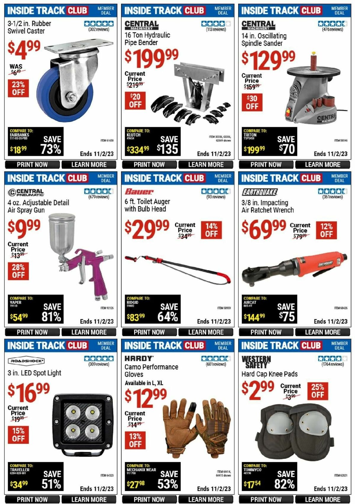 Harbor Freight Tools Inside Track Club Member Deals Weekly Ad from October 14