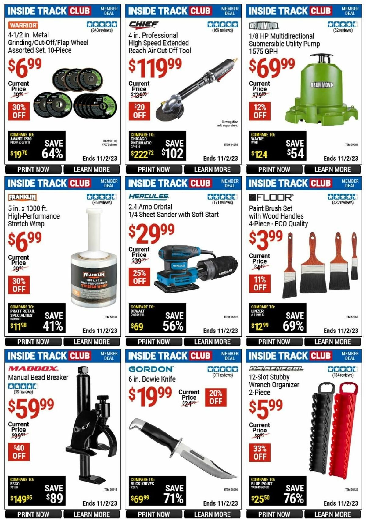 Harbor Freight Tools Inside Track Club Member Deals Weekly Ad from October 14