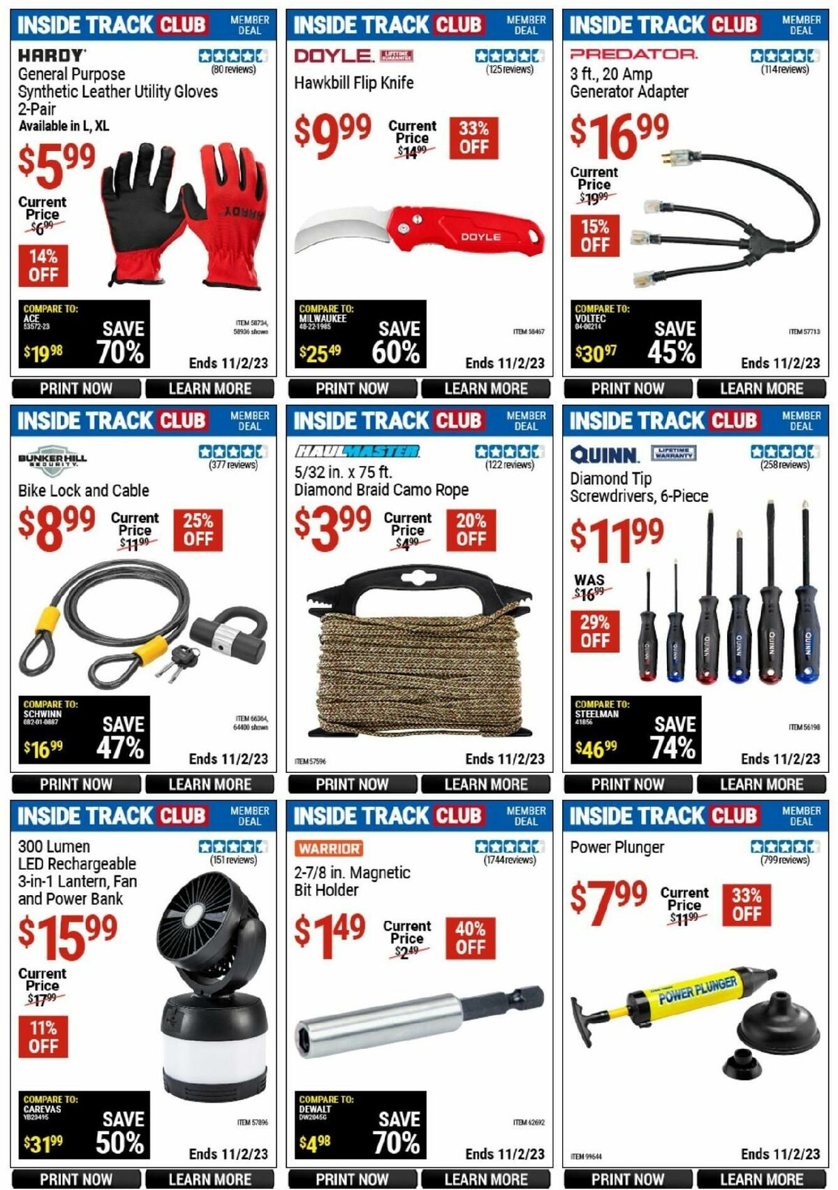 Harbor Freight Tools Inside Track Club Member Deals Weekly Ad from October 14