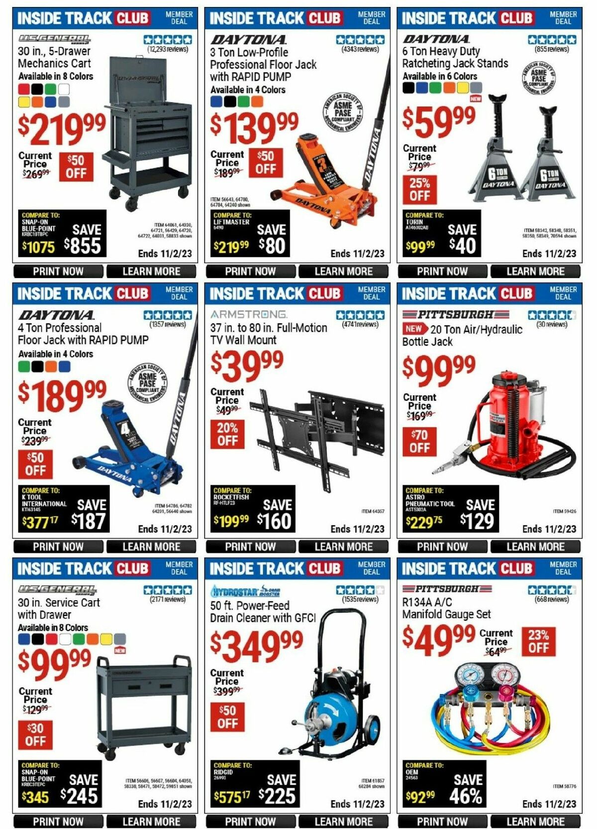 Harbor Freight Tools Inside Track Club Member Deals Weekly Ad from October 14