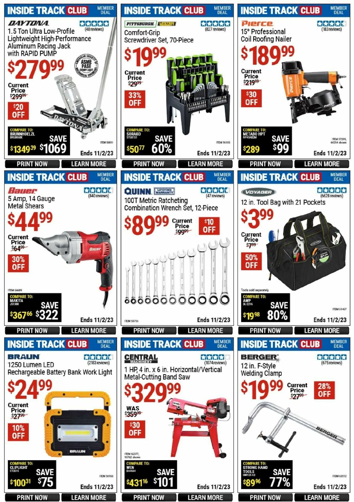 Harbor Freight Tools Inside Track Club Member Deals Weekly Ad from October 14