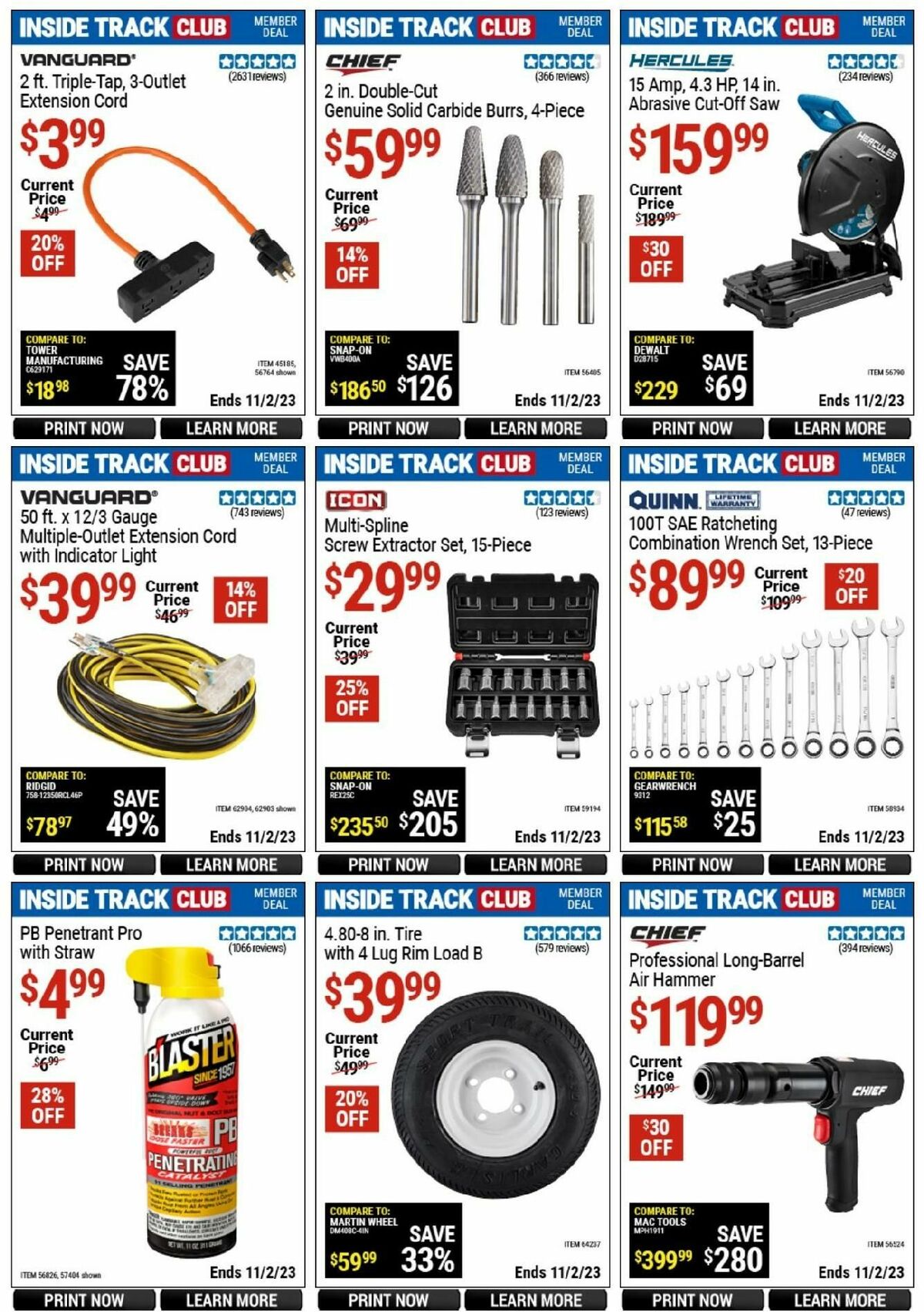 Harbor Freight Tools Inside Track Club Member Deals Weekly Ad from October 14