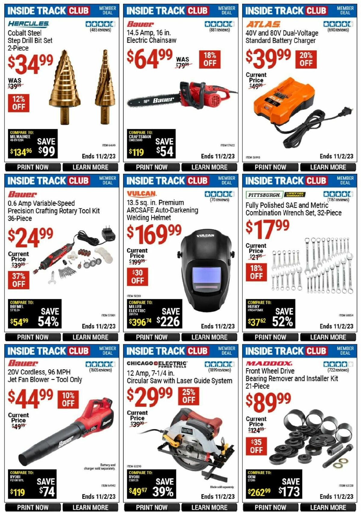 Harbor Freight Tools Inside Track Club Member Deals Weekly Ad from October 14