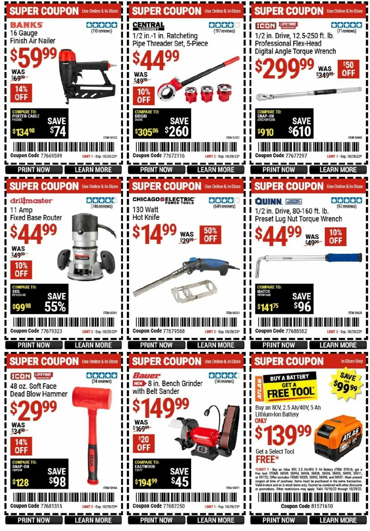 Harbor Freight Tools Weekly Ad from October 16