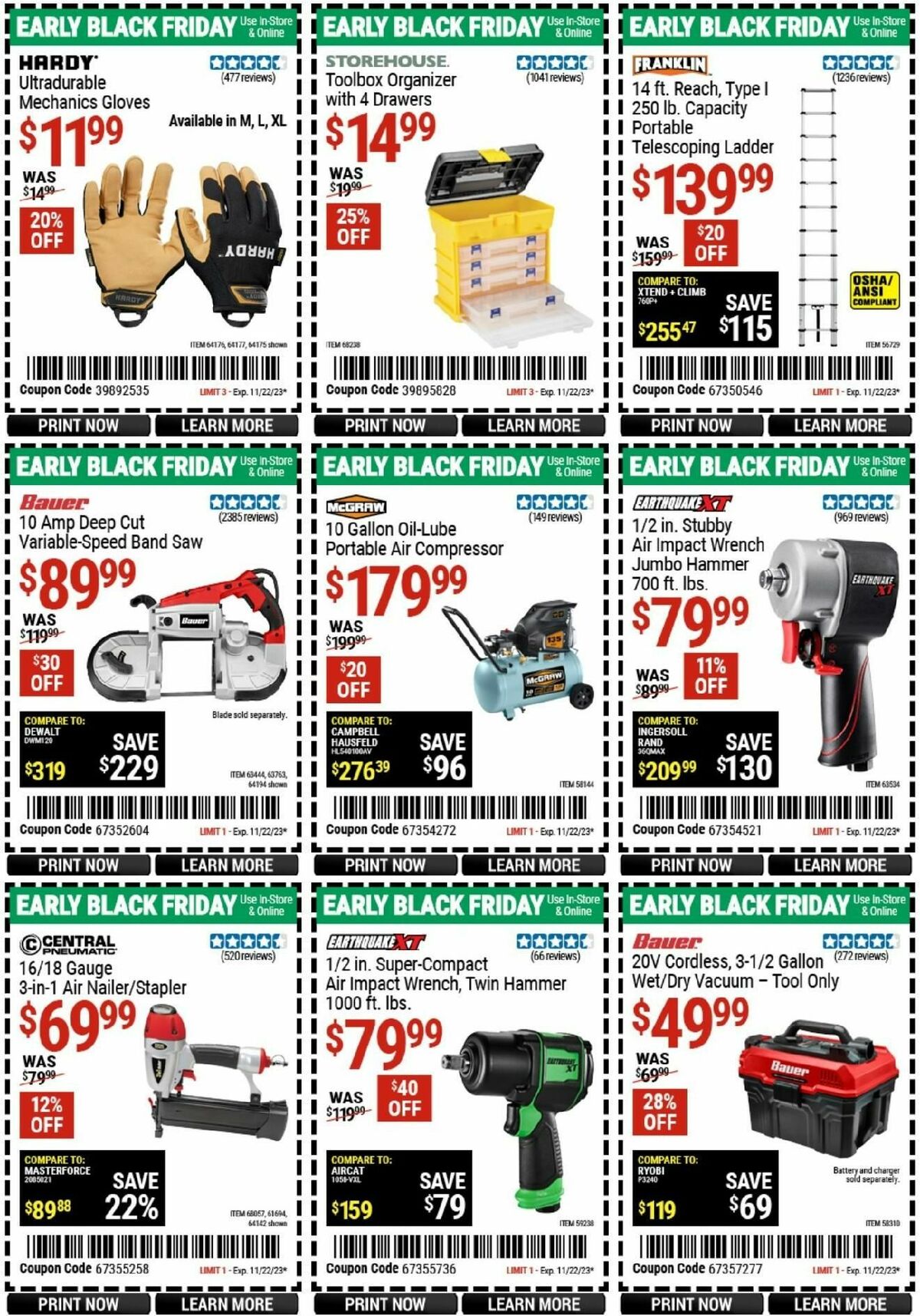 Harbor Freight Tools Weekly Ad from November 13