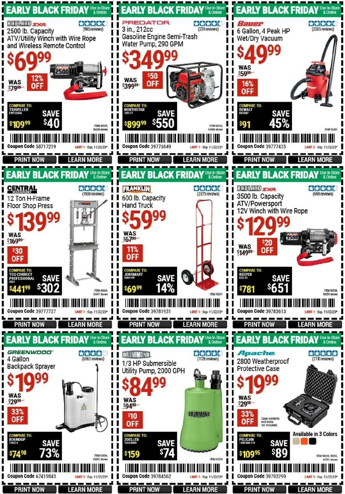 Harbor Freight Tools Weekly Ad from November 13