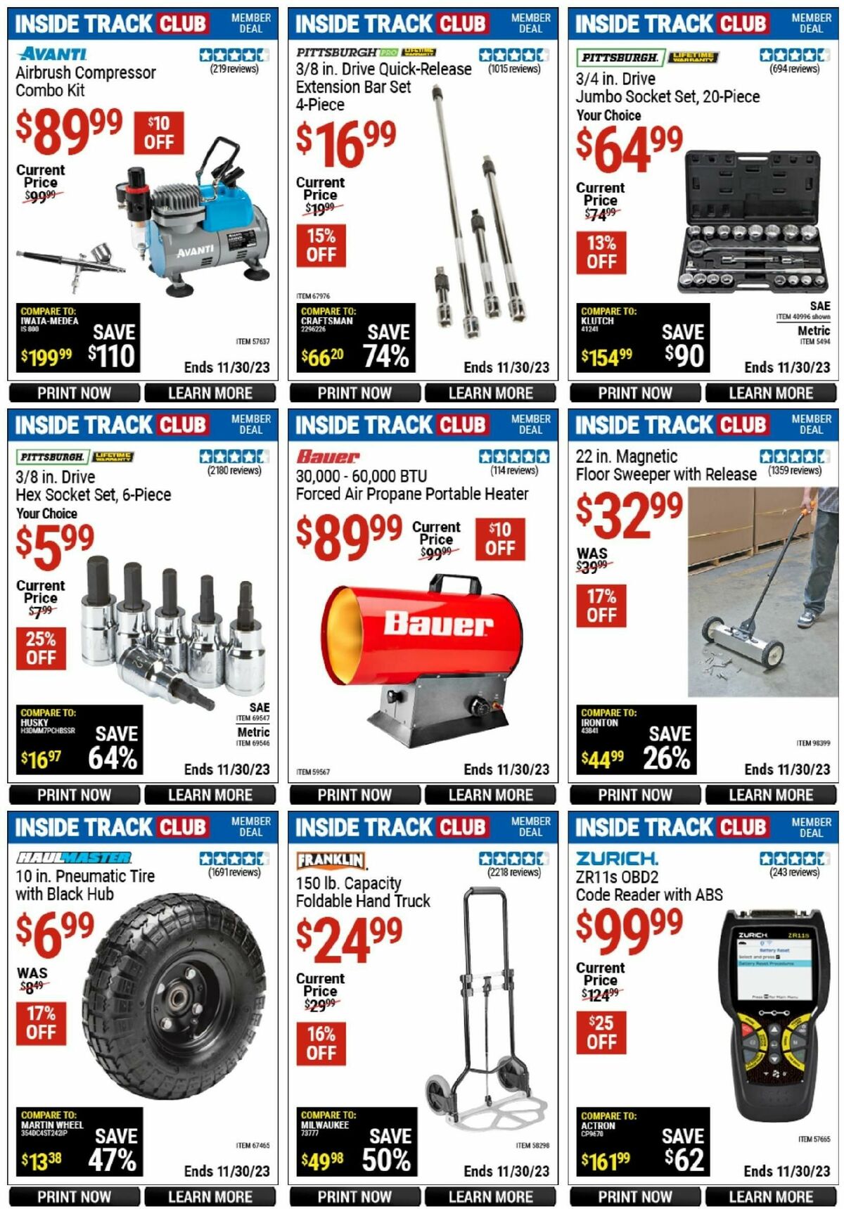 Harbor Freight Tools Inside Track Club Member Deals Weekly Ad from November 25