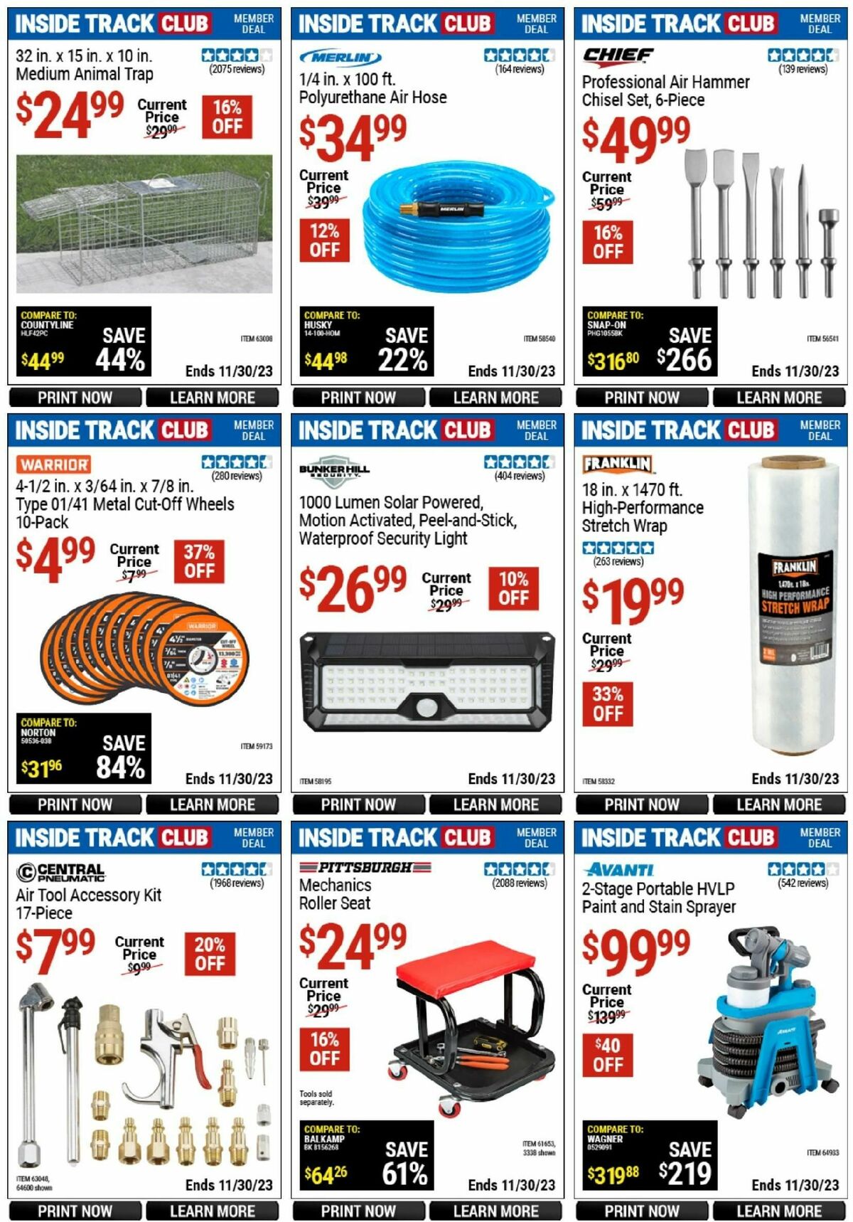 Harbor Freight Tools Inside Track Club Member Deals Weekly Ad from November 25