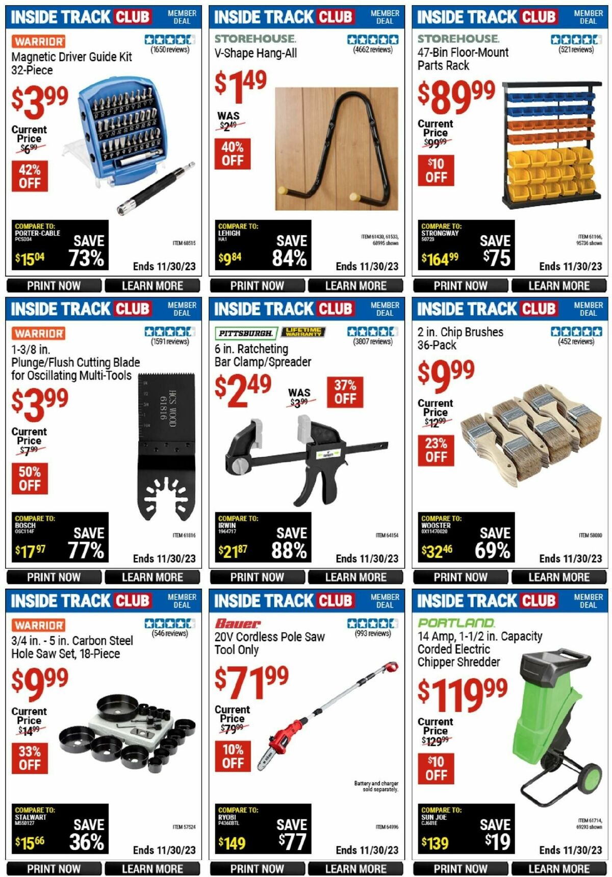 Harbor Freight Tools Inside Track Club Member Deals Weekly Ad from November 25