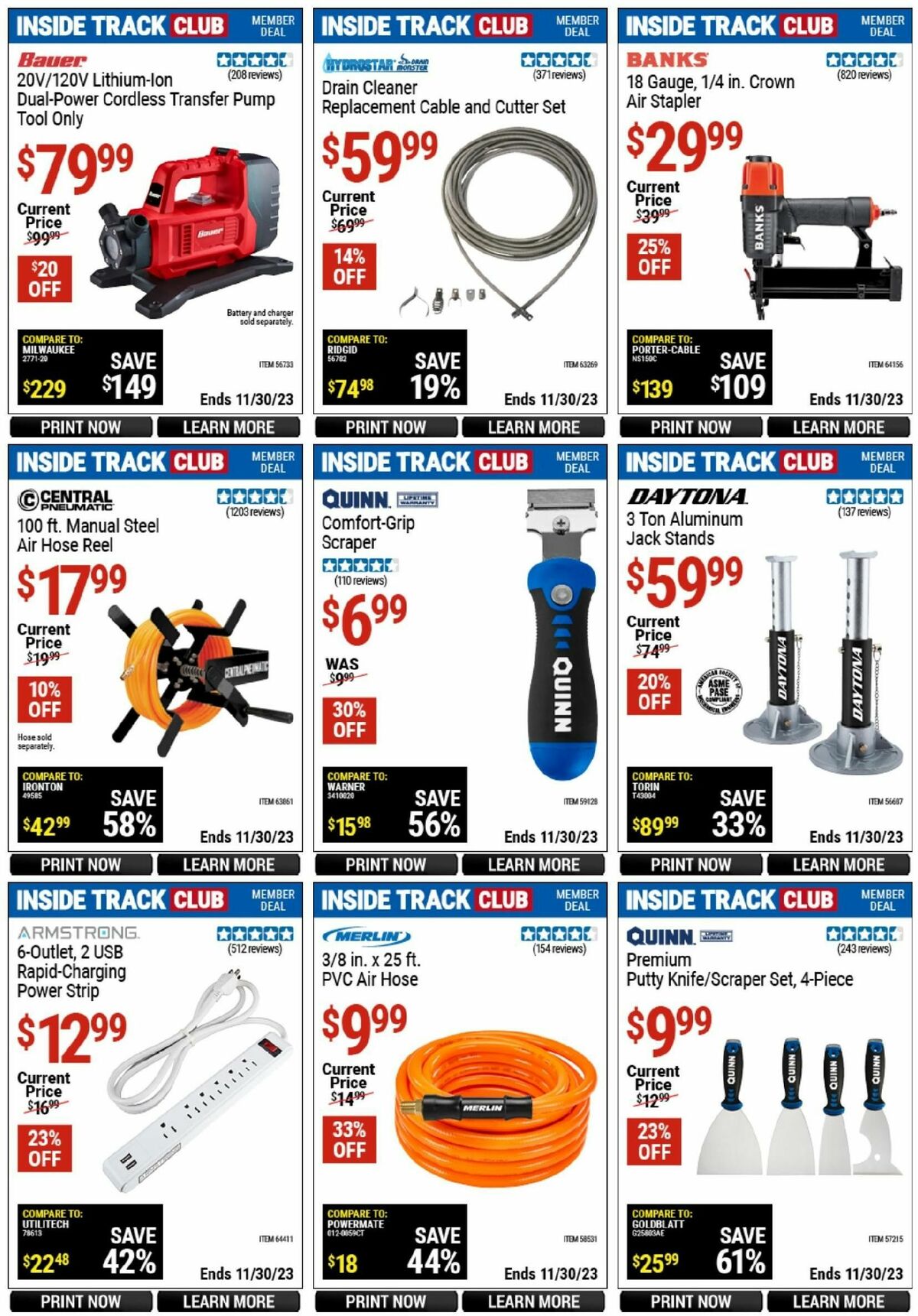 Harbor Freight Tools Inside Track Club Member Deals Weekly Ad from November 25