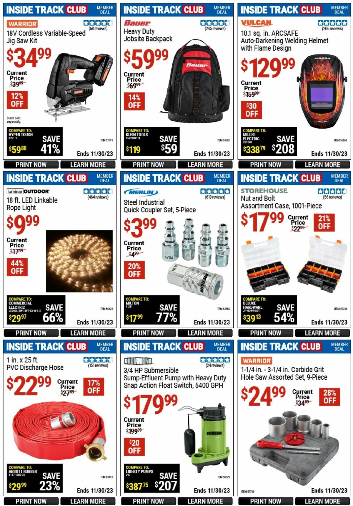 Harbor Freight Tools Inside Track Club Member Deals Weekly Ad from November 25