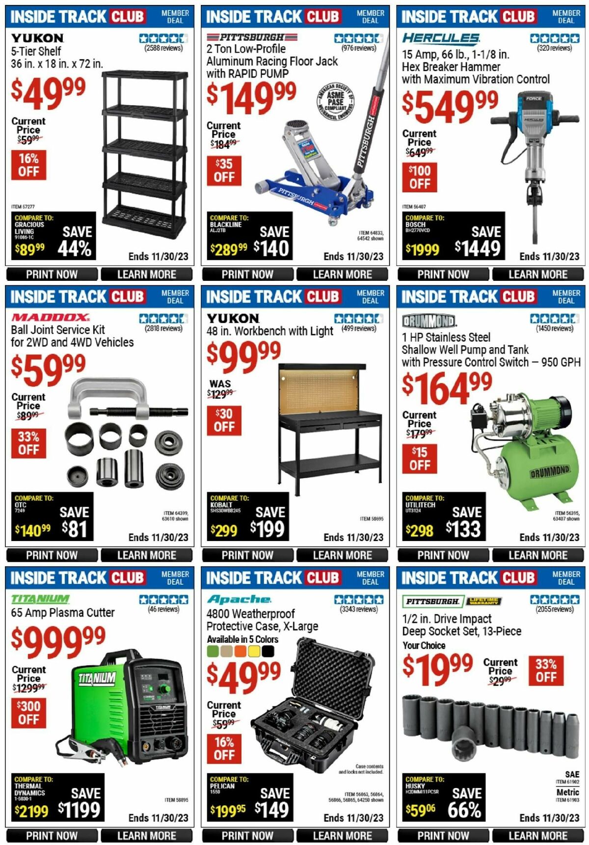 Harbor Freight Tools Inside Track Club Member Deals Weekly Ad from November 25