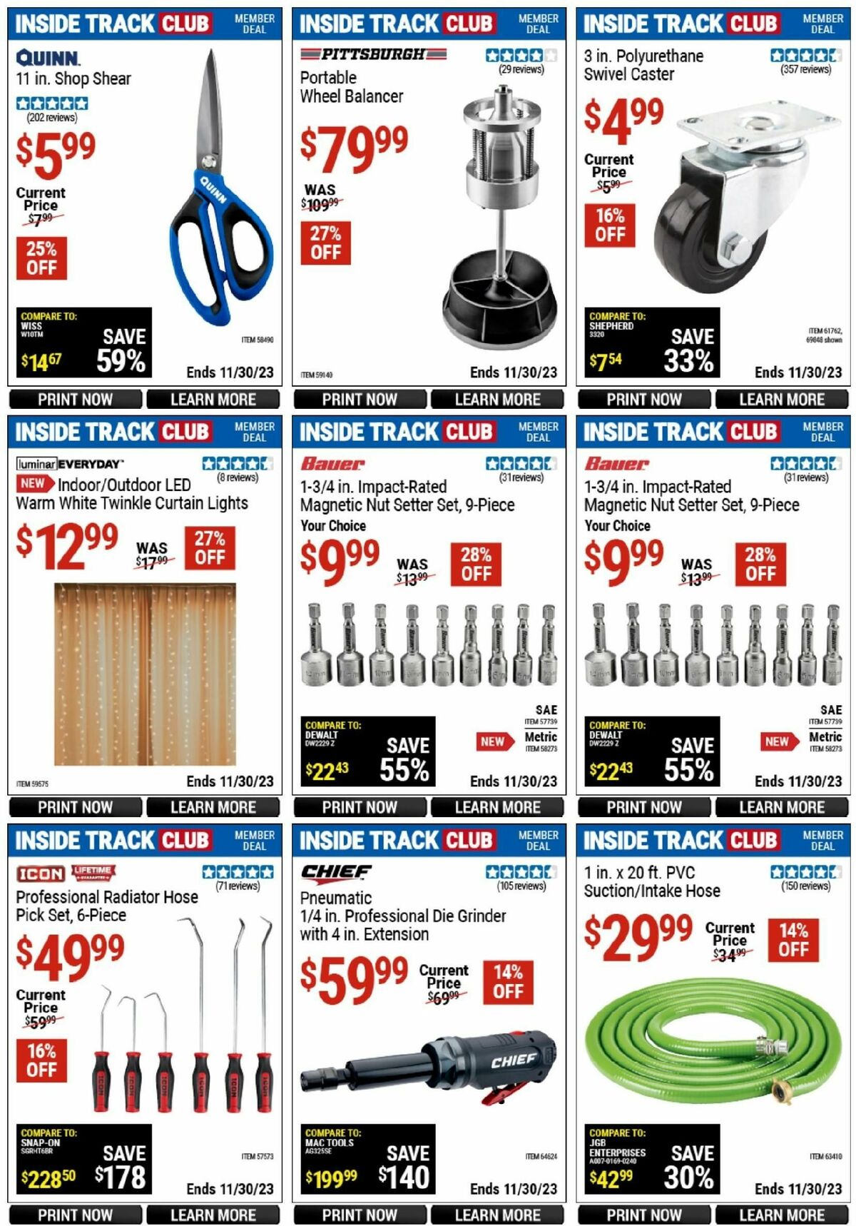 Harbor Freight Tools Inside Track Club Member Deals Weekly Ad from November 25