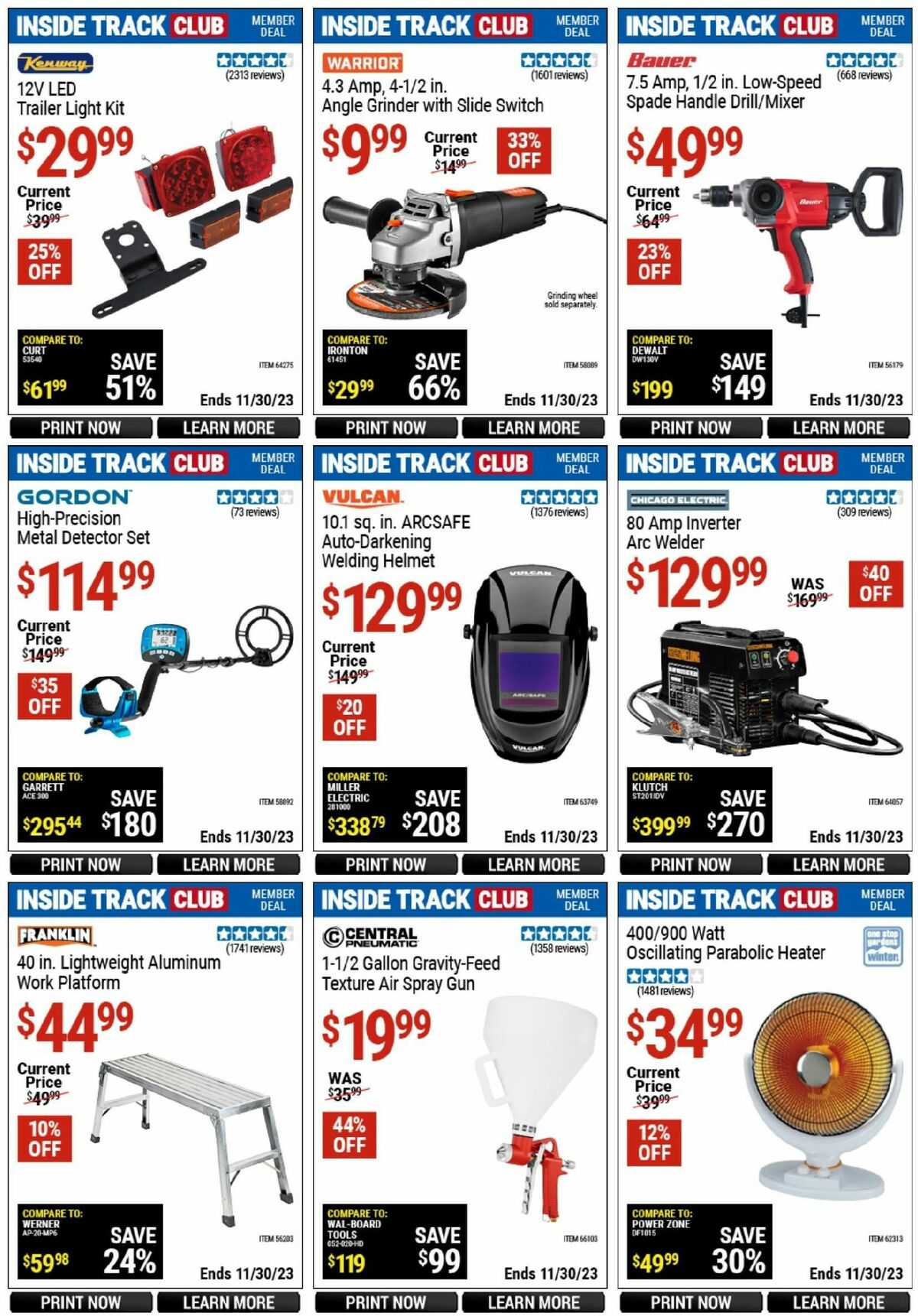 Harbor Freight Tools Inside Track Club Member Deals Weekly Ad from November 25