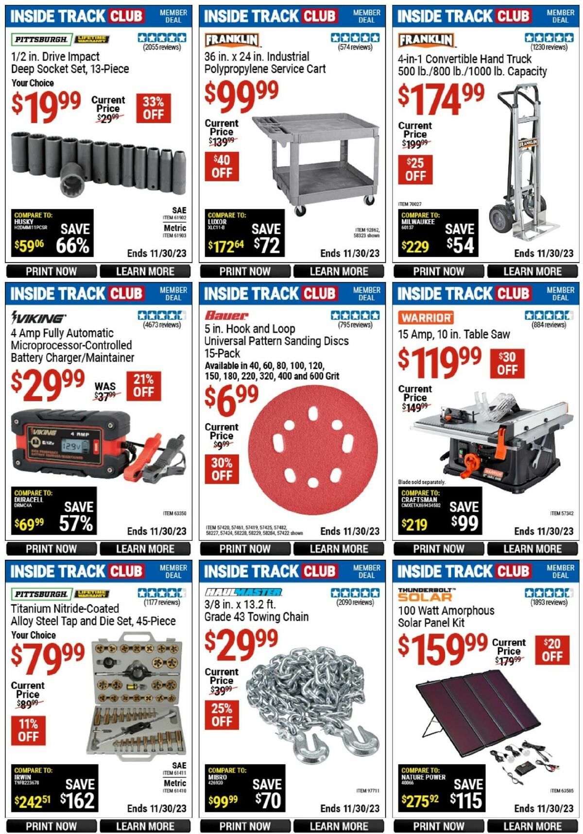 Harbor Freight Tools Inside Track Club Member Deals Weekly Ad from November 25