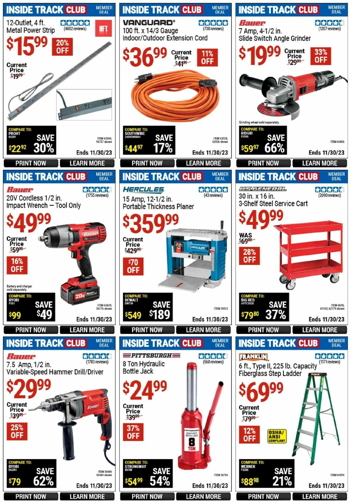 Harbor Freight Tools Inside Track Club Member Deals Weekly Ad from November 25