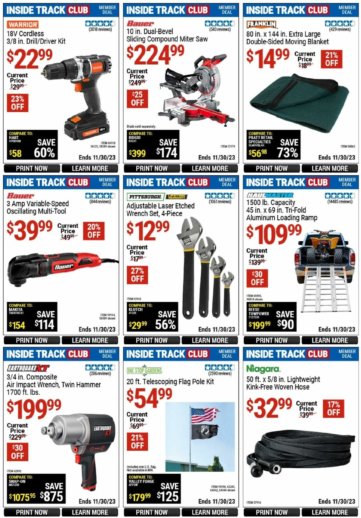 Harbor Freight Tools Inside Track Club Member Deals Weekly Ad from November 25