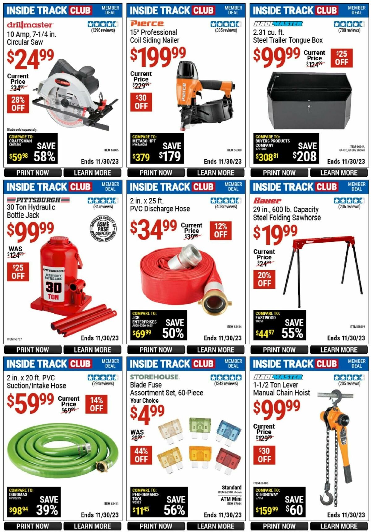 Harbor Freight Tools Inside Track Club Member Deals Weekly Ad from November 25