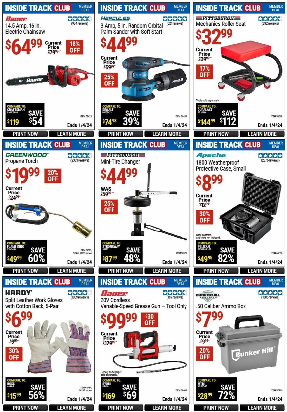 Harbor Freight Tools Inside Track Club Member Deals Weekly Ad from December 11