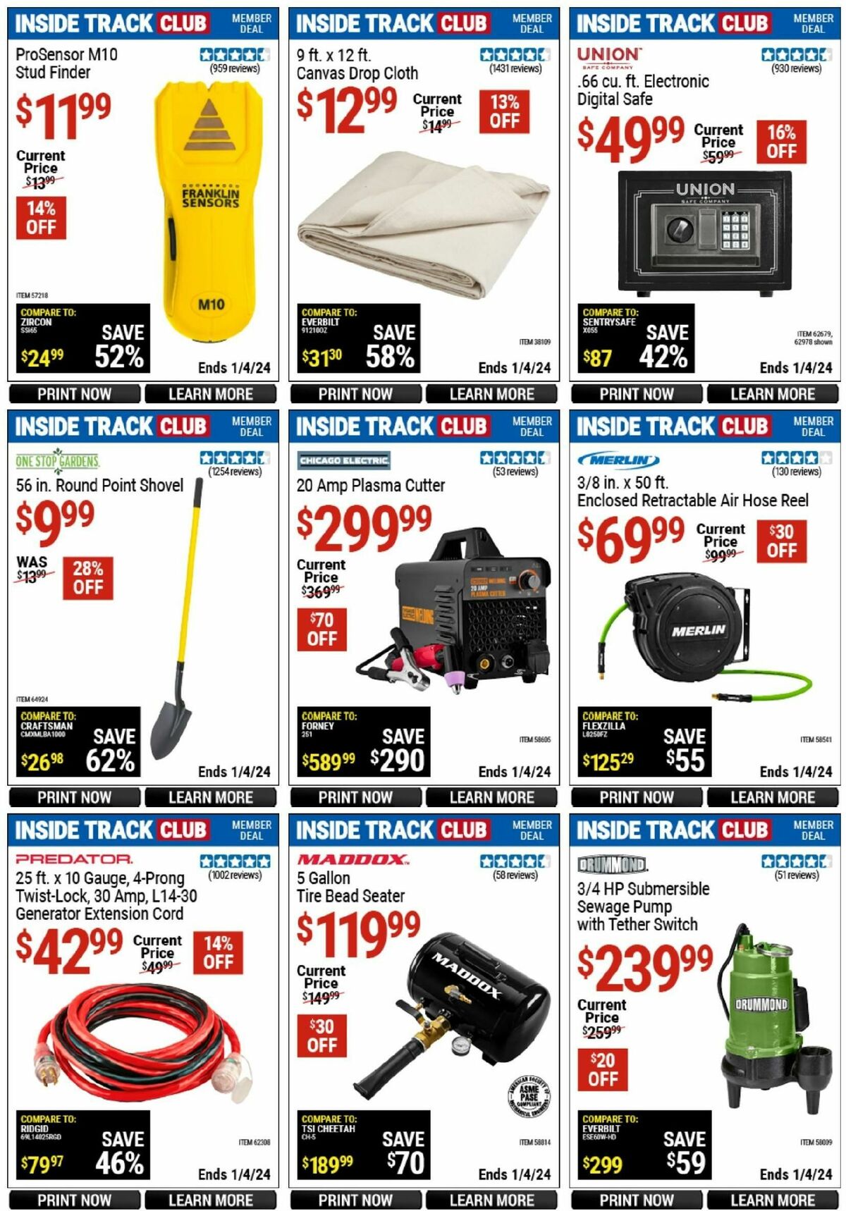 Harbor Freight Tools Inside Track Club Member Deals Weekly Ad from December 11