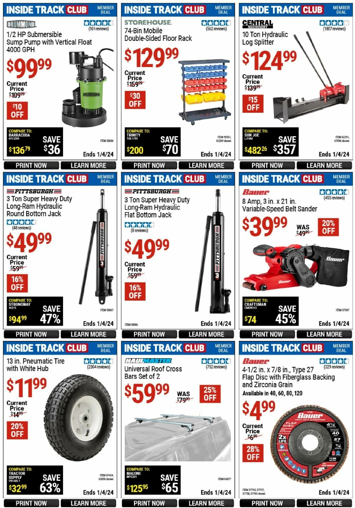 Harbor Freight Tools Inside Track Club Member Deals Weekly Ad from December 11