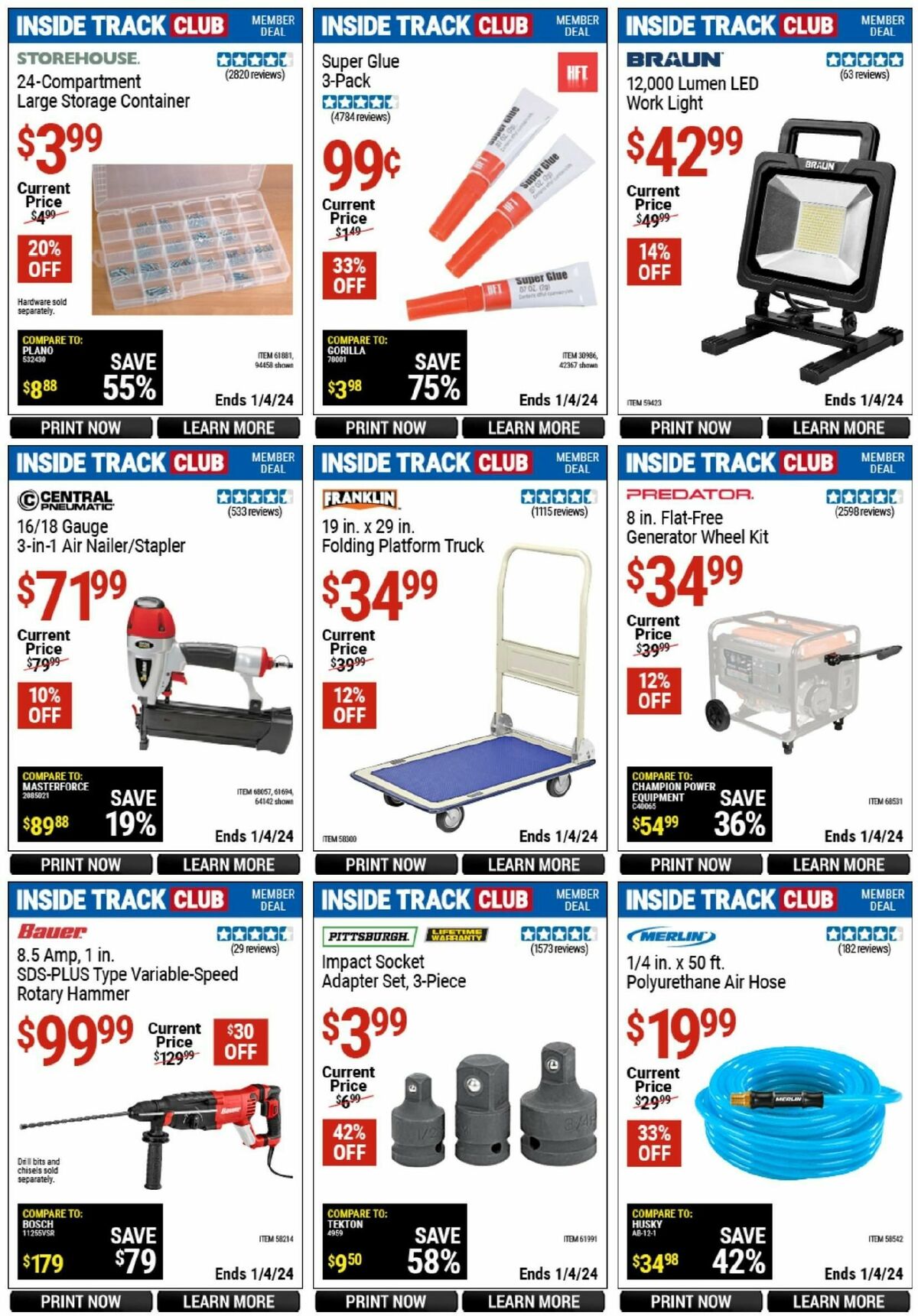 Harbor Freight Tools Inside Track Club Member Deals Weekly Ad from December 11