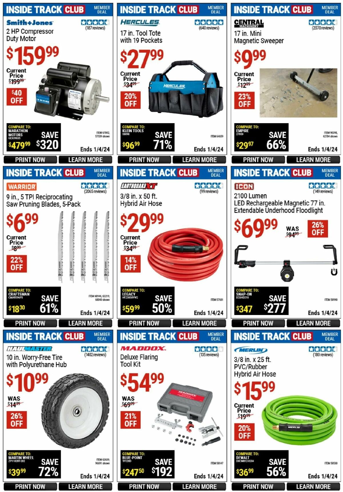 Harbor Freight Tools Inside Track Club Member Deals Weekly Ad from December 11