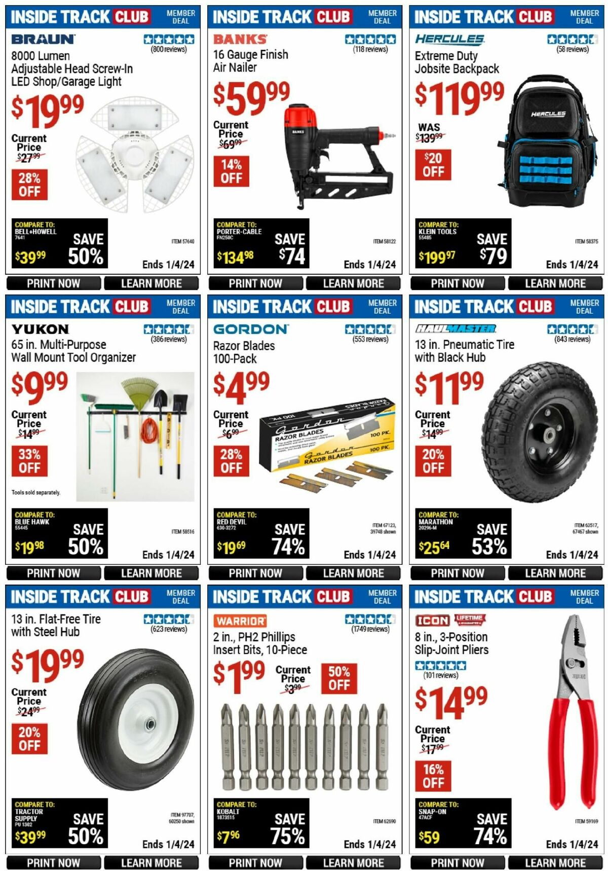 Harbor Freight Tools Inside Track Club Member Deals Weekly Ad from December 11