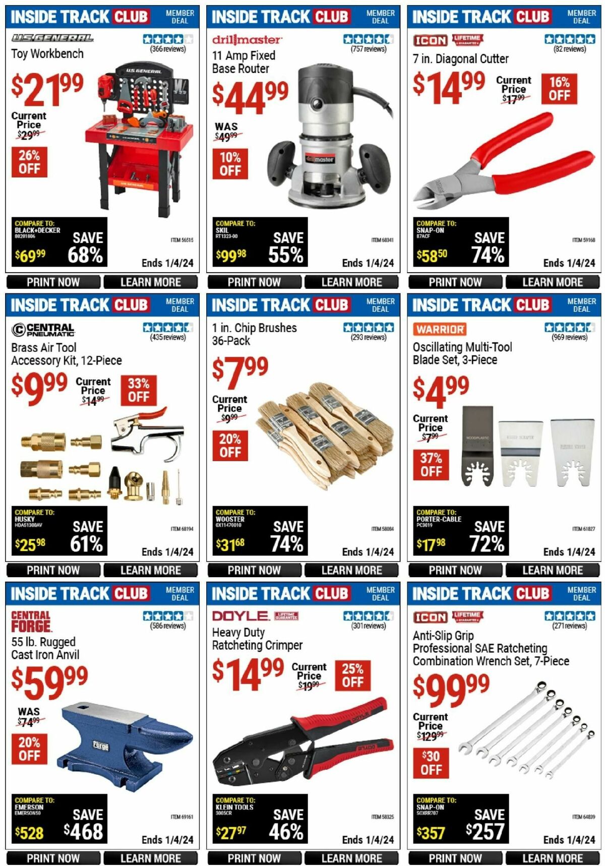 Harbor Freight Tools Inside Track Club Member Deals Weekly Ad from December 11