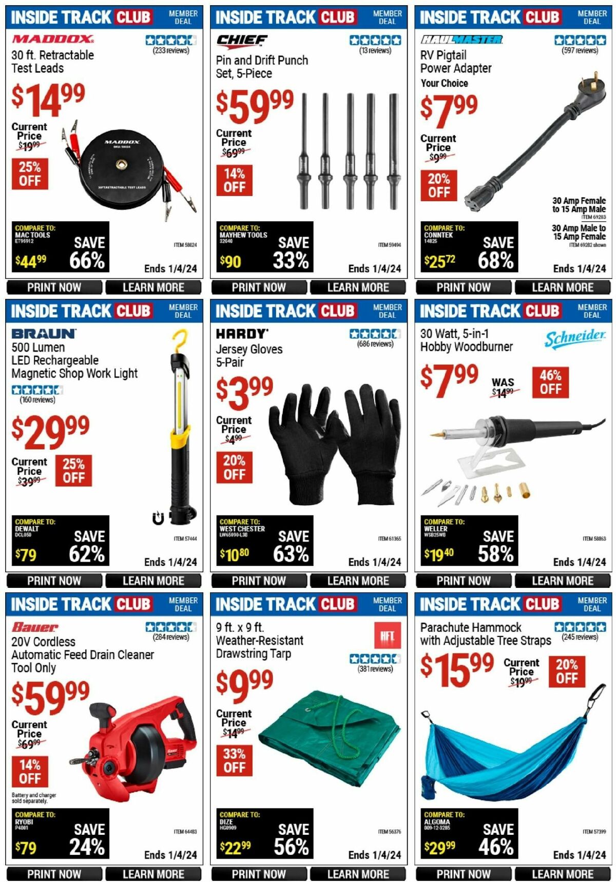 Harbor Freight Tools Inside Track Club Member Deals Weekly Ad from December 11