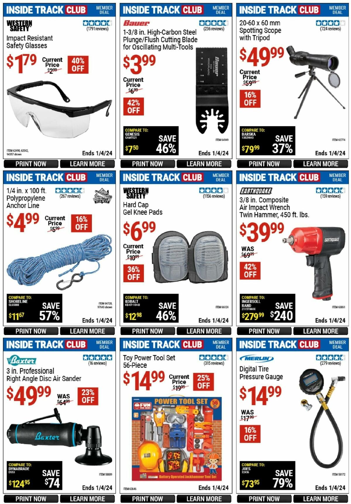 Harbor Freight Tools Inside Track Club Member Deals Weekly Ad from December 11