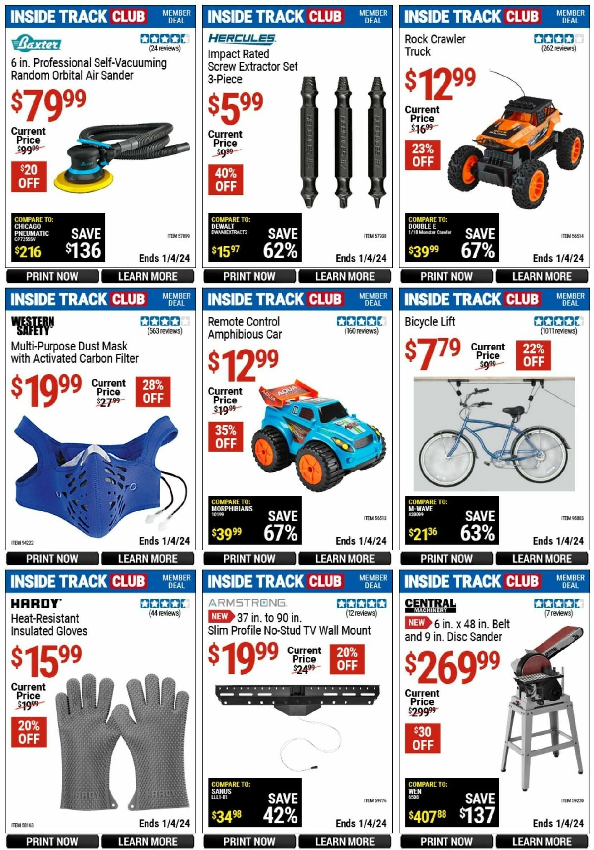 Harbor Freight Tools Inside Track Club Member Deals Weekly Ad from December 11