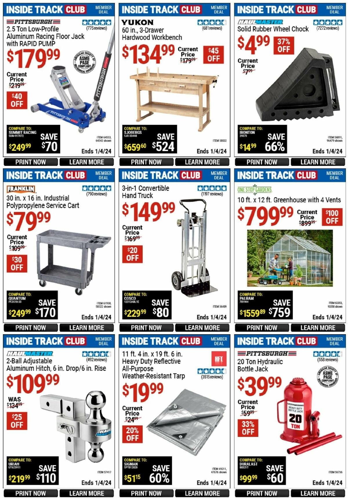 Harbor Freight Tools Inside Track Club Member Deals Weekly Ad from December 11