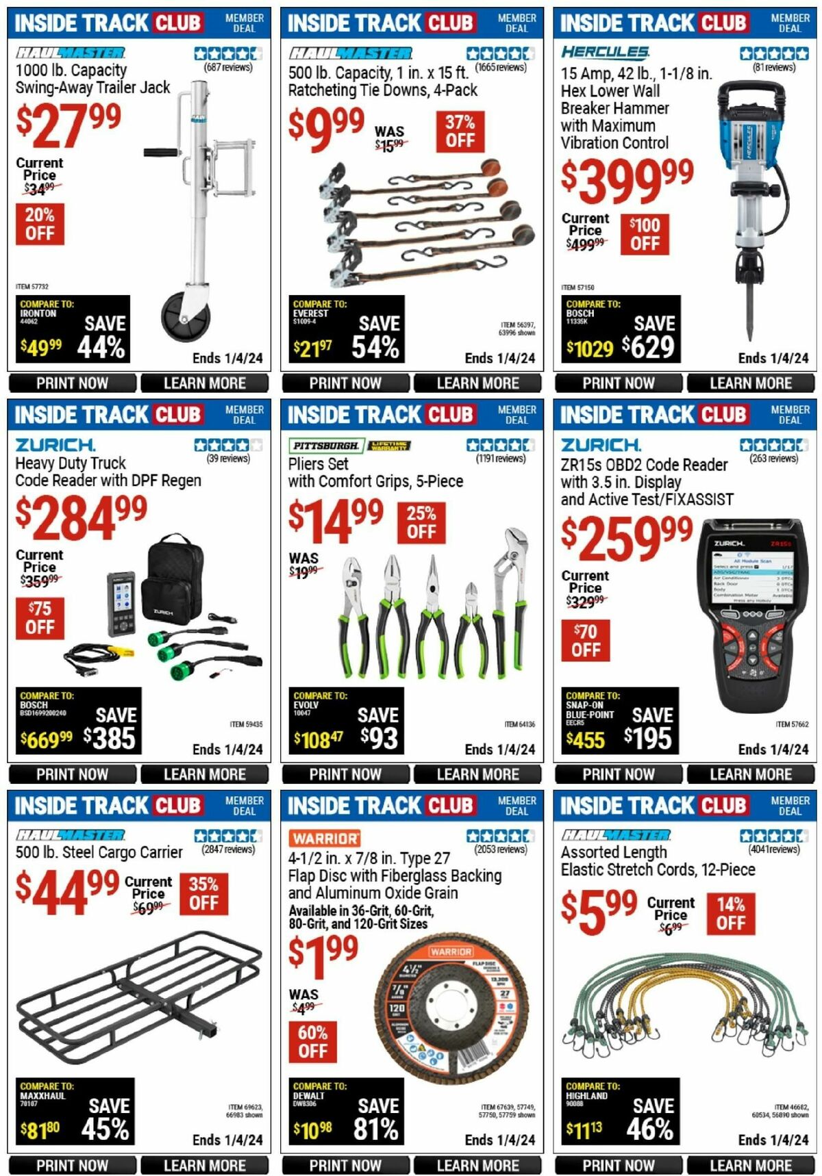 Harbor Freight Tools Inside Track Club Member Deals Weekly Ad from December 11