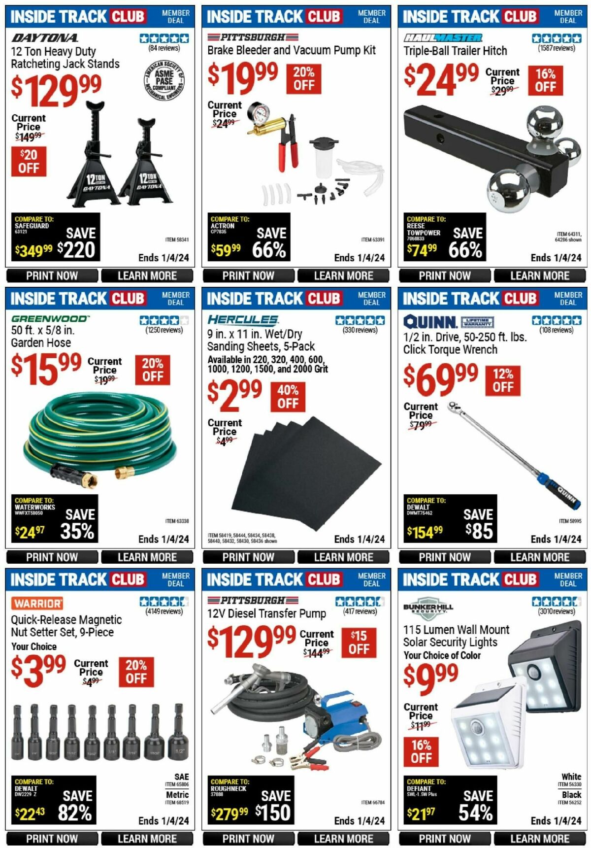 Harbor Freight Tools Inside Track Club Member Deals Weekly Ad from December 11