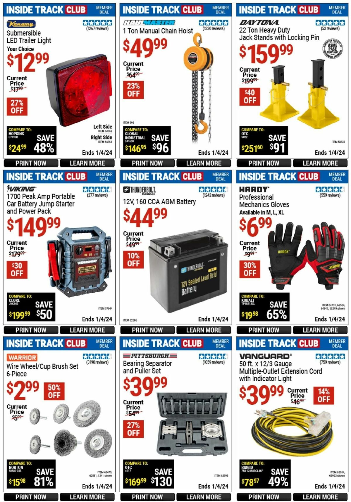 Harbor Freight Tools Inside Track Club Member Deals Weekly Ad from December 11