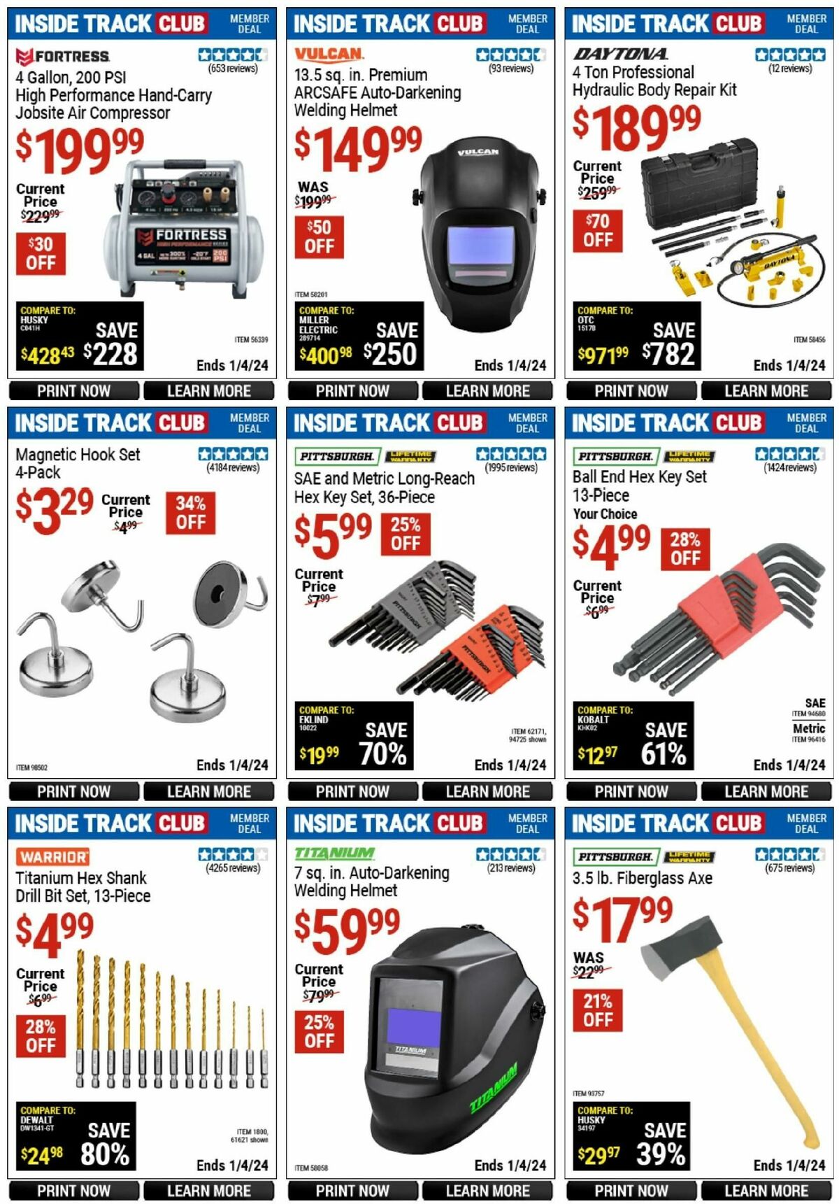 Harbor Freight Tools Inside Track Club Member Deals Weekly Ad from December 11