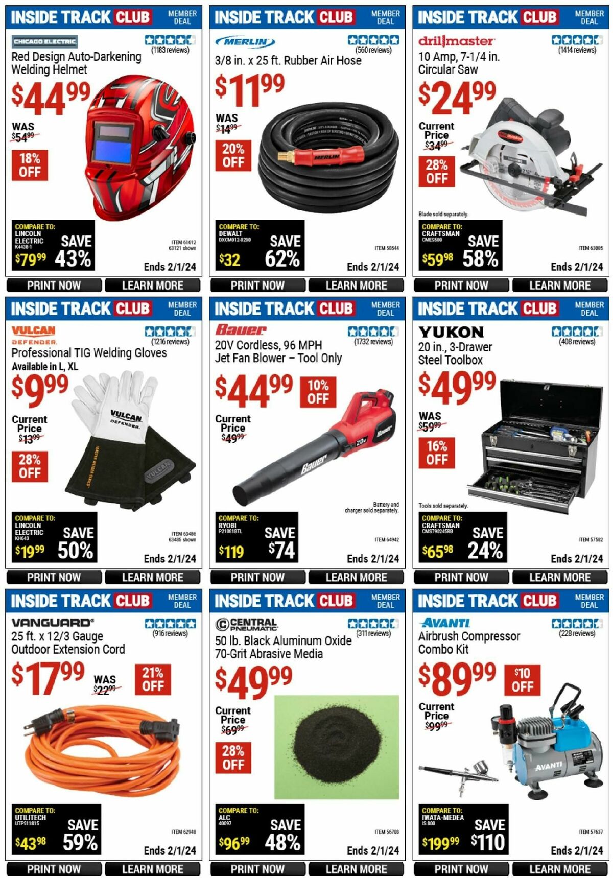 Harbor Freight Tools Inside Track Club Member Deals Weekly Ad from January 6