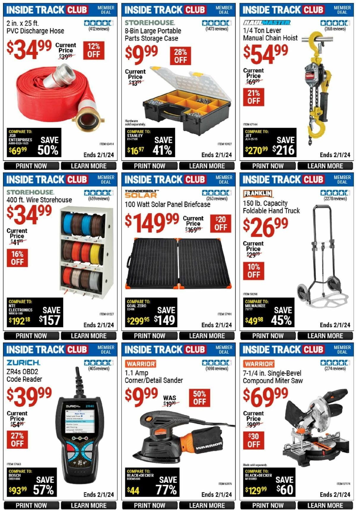 Harbor Freight Tools Inside Track Club Member Deals Weekly Ad from January 6