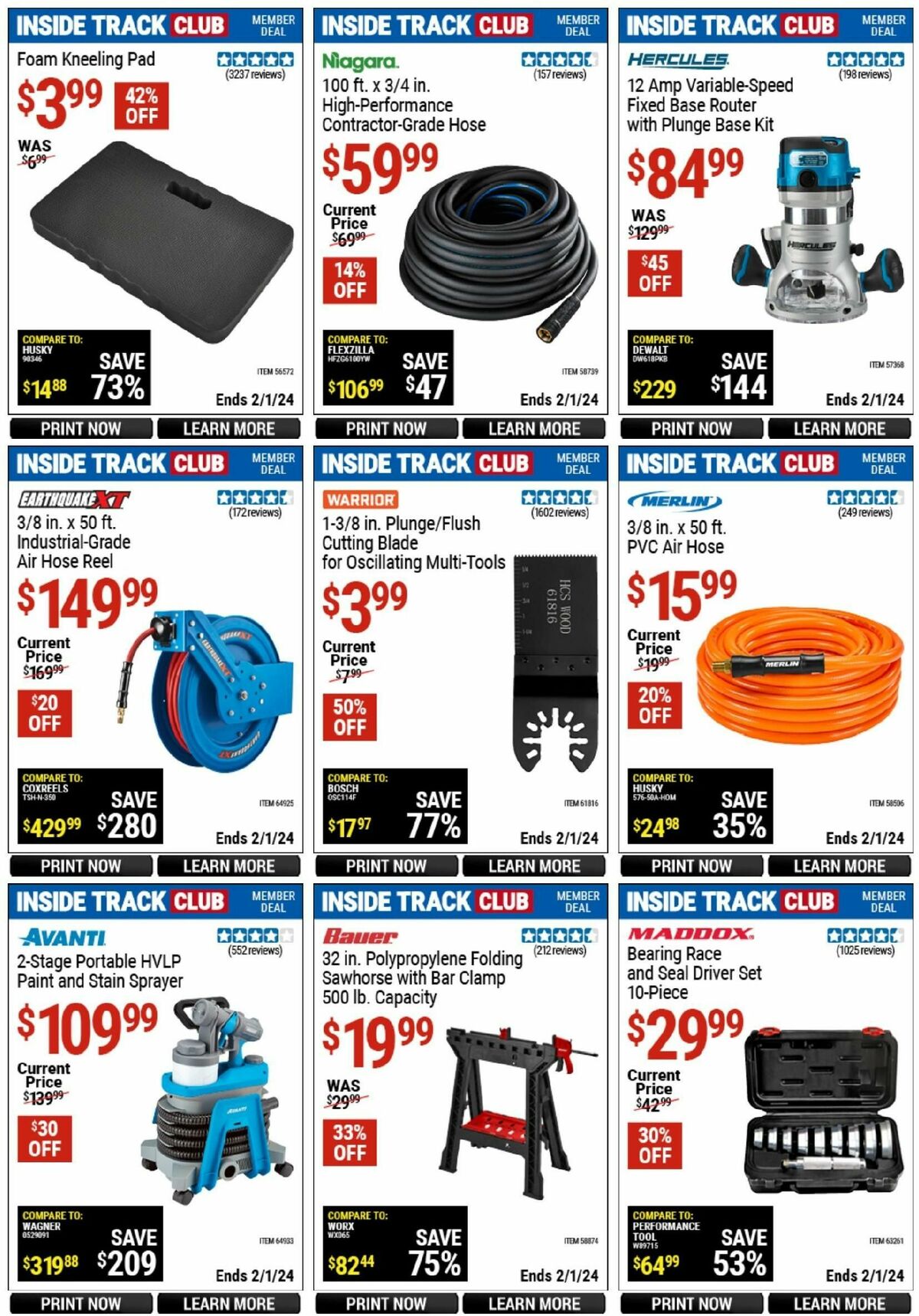 Harbor Freight Tools Inside Track Club Member Deals Weekly Ad from January 6