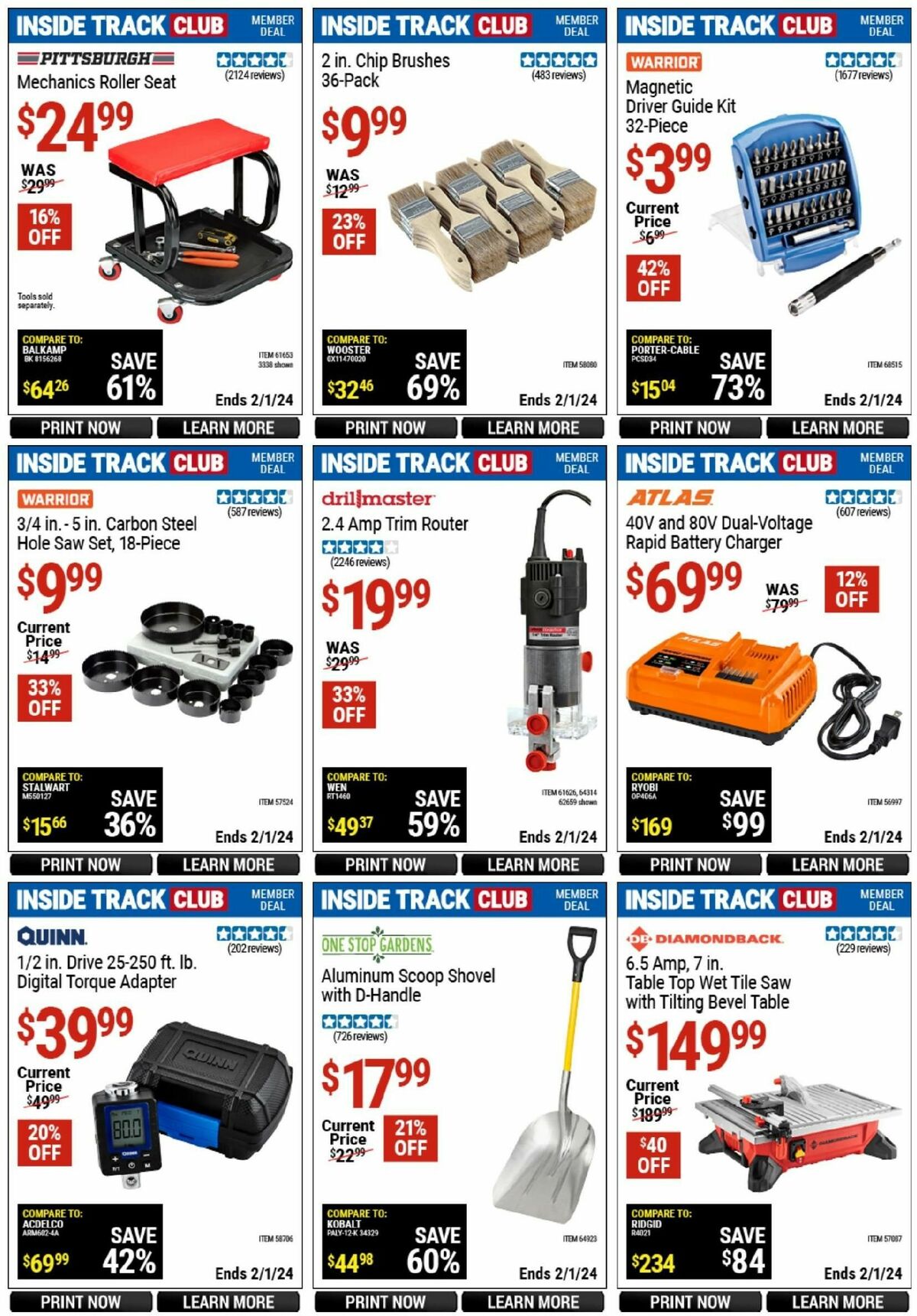 Harbor Freight Tools Inside Track Club Member Deals Weekly Ad from January 6