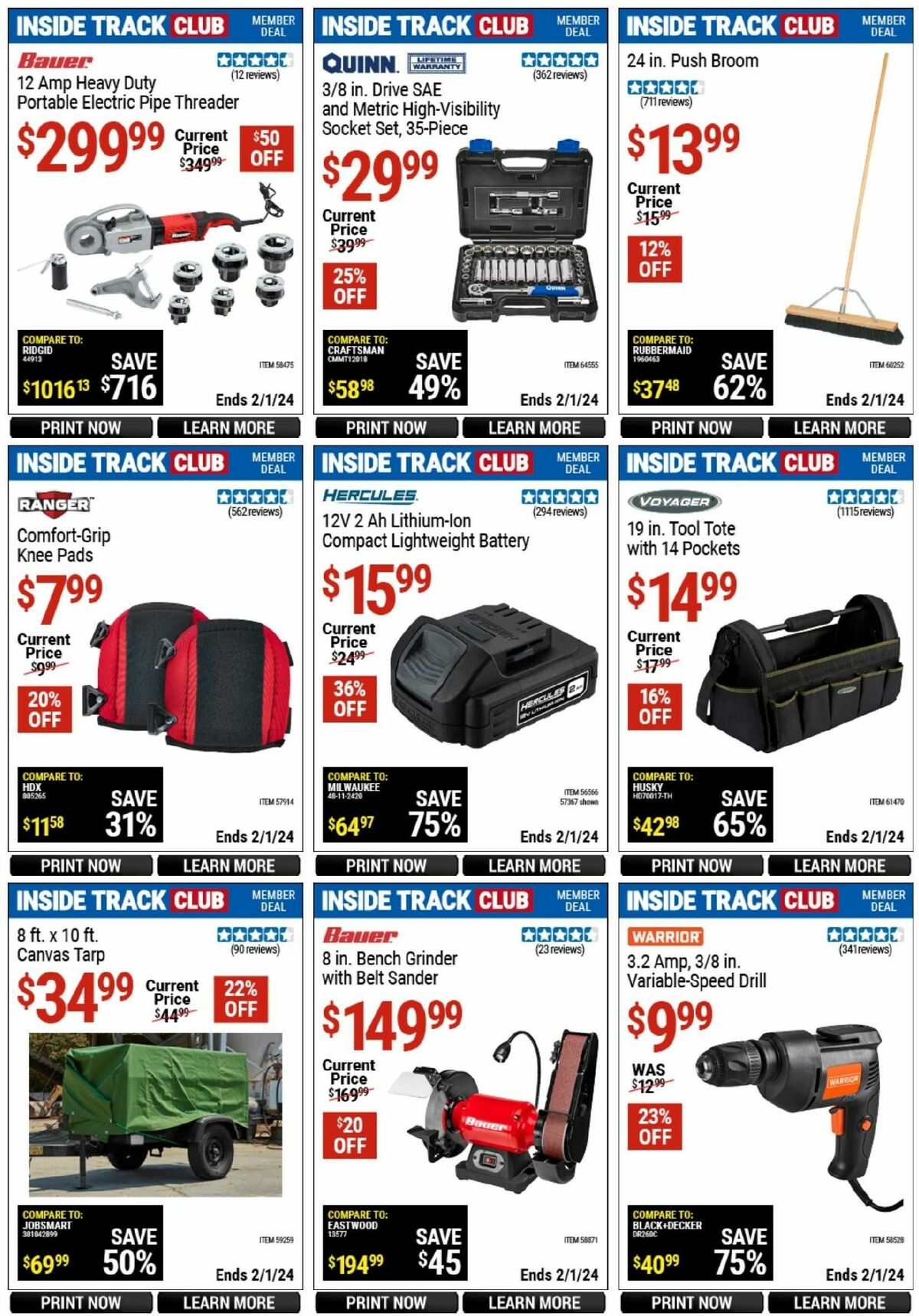 Harbor Freight Tools Inside Track Club Member Deals Weekly Ad from January 6