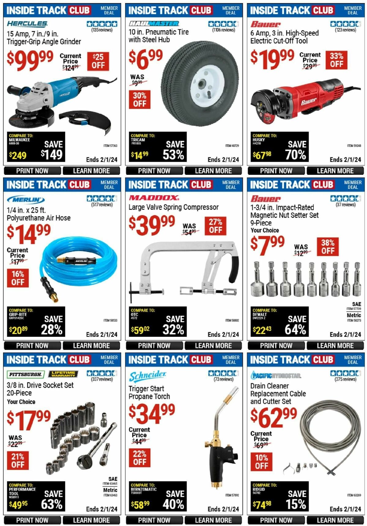 Harbor Freight Tools Inside Track Club Member Deals Weekly Ad from January 6