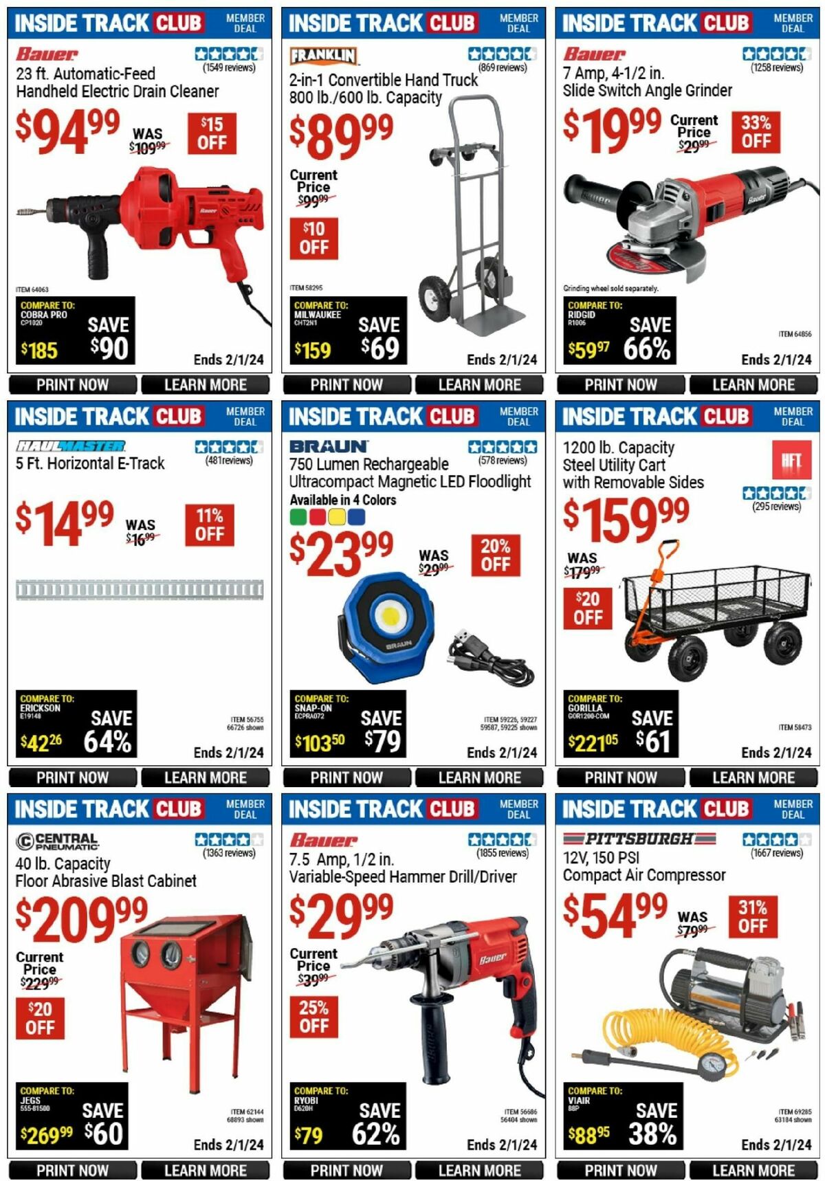 Harbor Freight Tools Inside Track Club Member Deals Weekly Ad from January 6