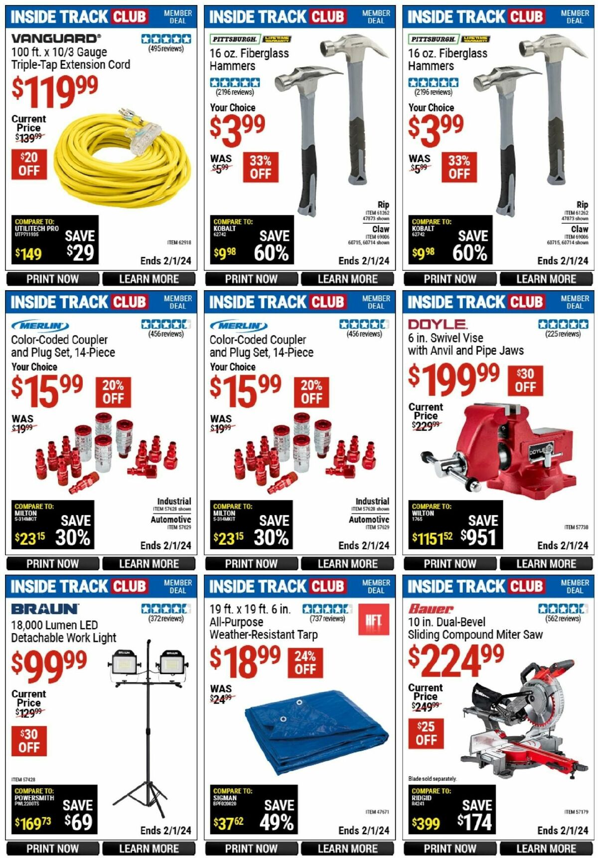 Harbor Freight Tools Inside Track Club Member Deals Weekly Ad from January 6