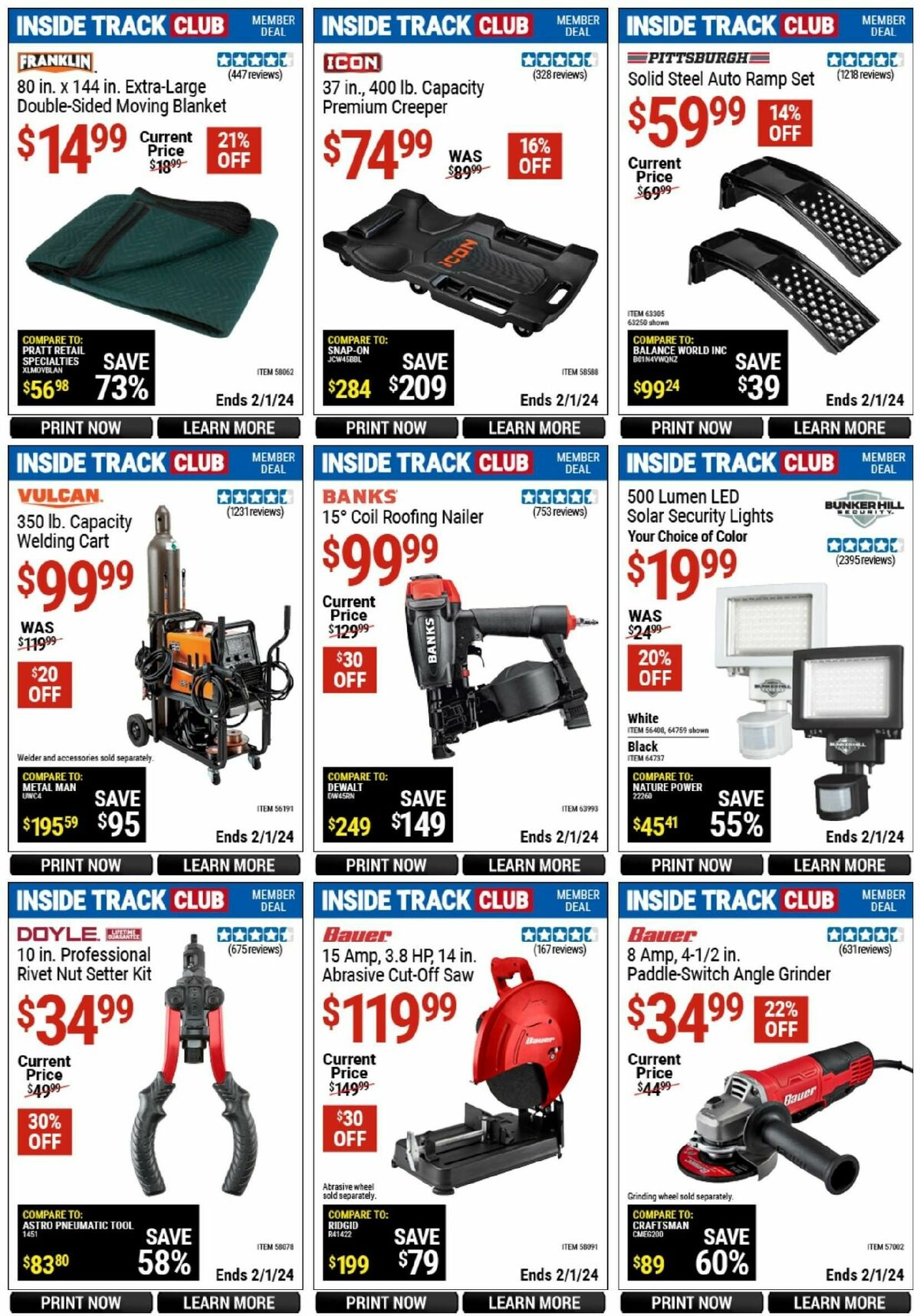 Harbor Freight Tools Inside Track Club Member Deals Weekly Ad from January 6