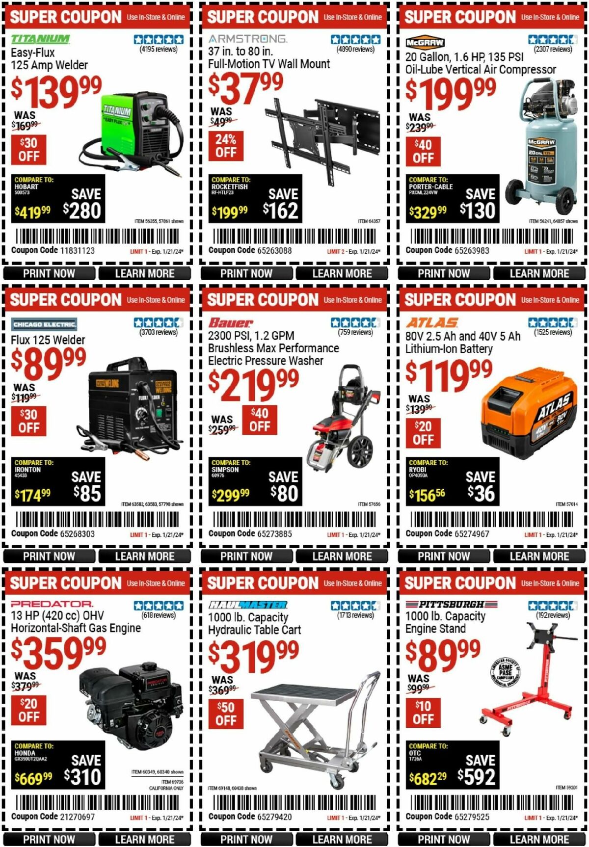 Harbor Freight Tools Weekly Ad from January 8