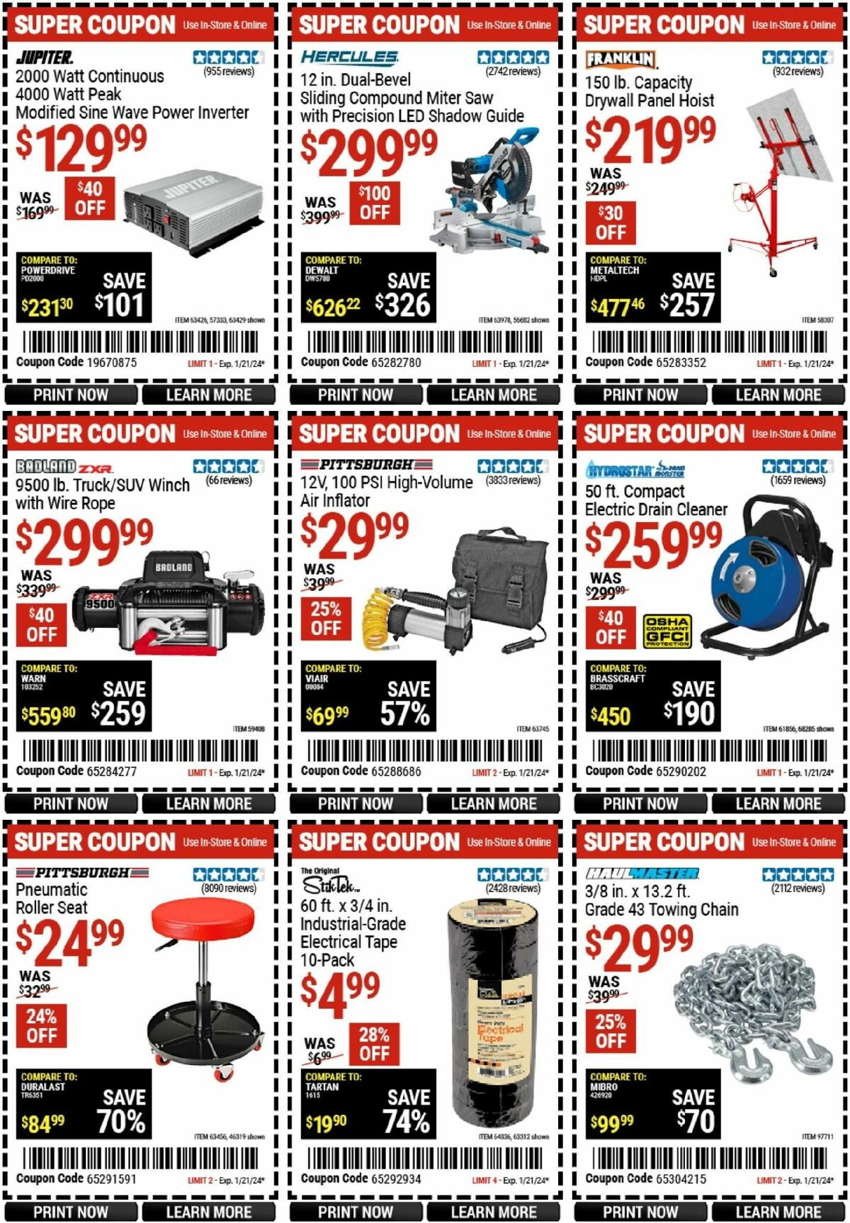 Harbor Freight Tools Weekly Ad from January 8