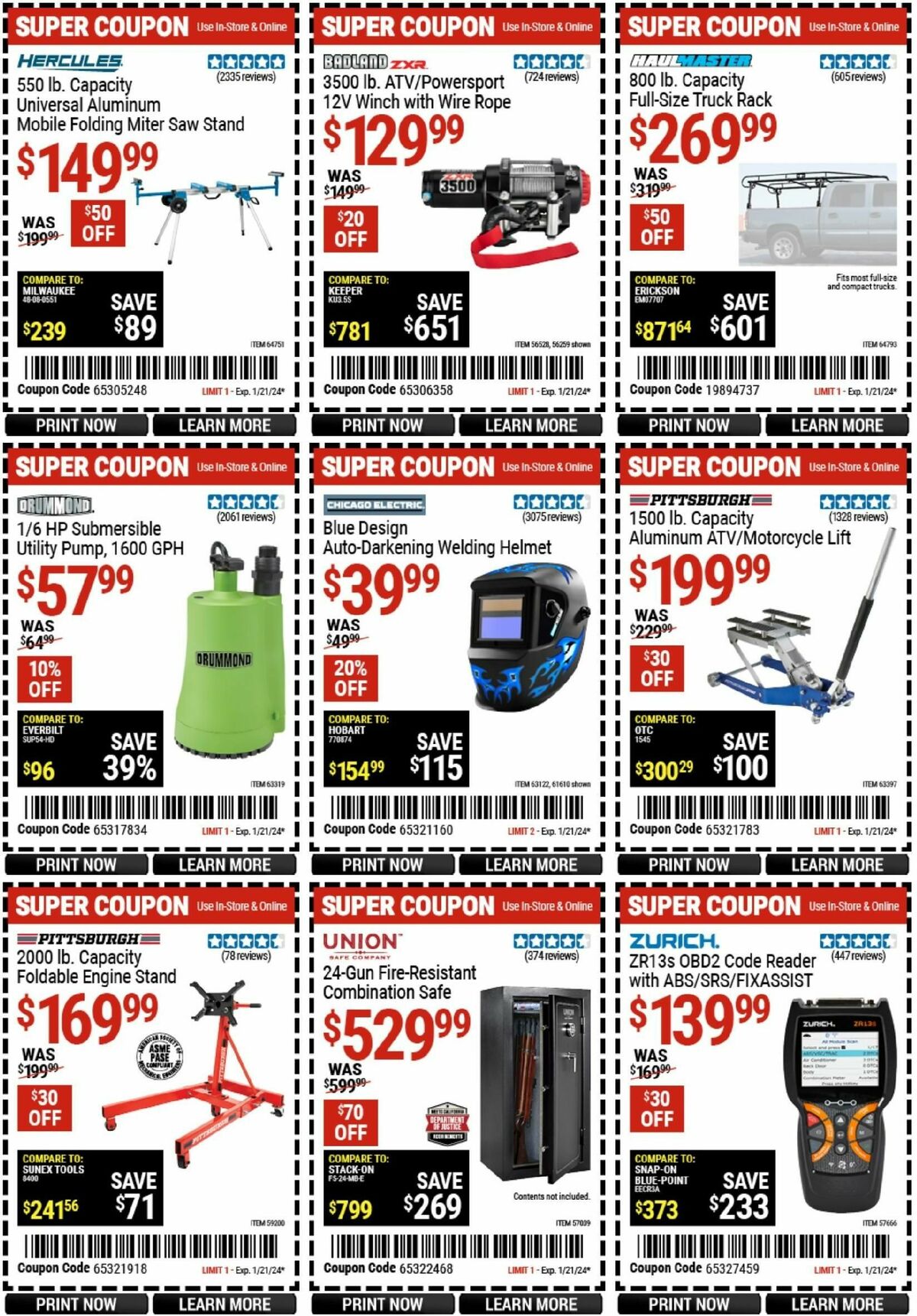 Harbor Freight Tools Weekly Ad from January 8