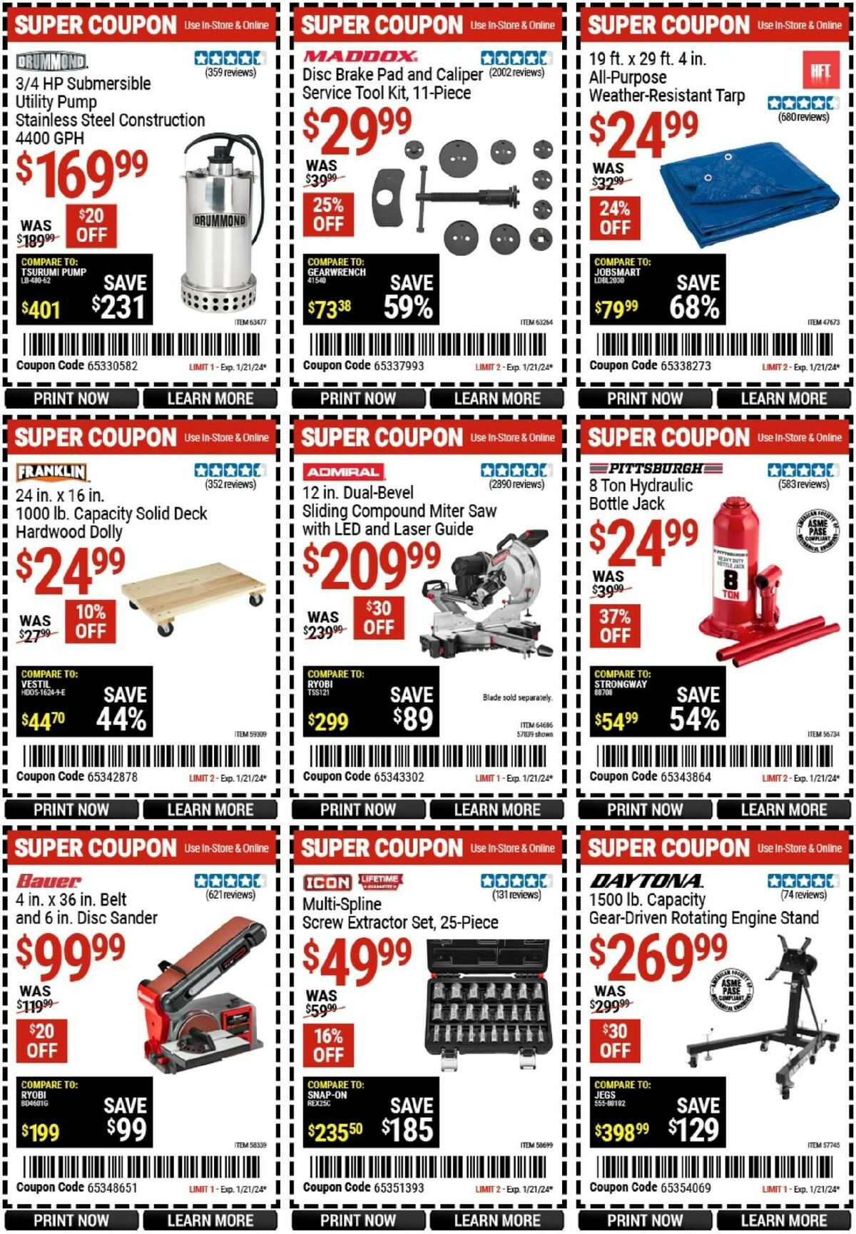 Harbor Freight Tools Weekly Ad from January 8